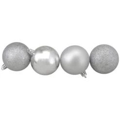 Northlight 60ct. 2.5" 4-Finish Silver Shatterproof Ball Ornaments -Northlight Shop D676561S 4