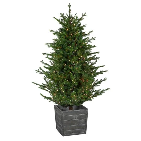 Northlight 6ft. Pre-Lit Deluxe Russian Pine Artificial Christmas Tree In Planter, Warm White LED Lights 4 Northlight 6ft. Pre-Lit Deluxe Russian Pine Artificial Christmas Tree In Planter, Warm White LED Lights - Image 2