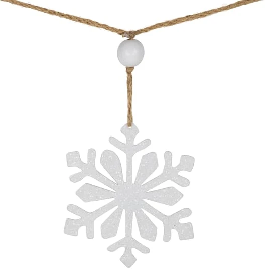 Northlight 4.75ft. Snowflake & Frosted Pine With Wooden Beads Christmas Garland 10 Northlight 4.75ft. Snowflake & Frosted Pine With Wooden Beads Christmas Garland - Image 8