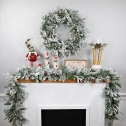 Northlight 9ft. Pre-Lit Flocked Mixed Rosemary Emerald Pine Christmas Garland 16 Northlight 9ft. Pre-Lit Flocked Mixed Rosemary Emerald Pine Christmas Garland -Northlight Shop D676714S 11