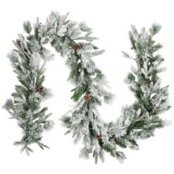 Northlight 9ft. Pre-Lit Flocked Mixed Rosemary Emerald Pine Christmas Garland 17 Northlight 9ft. Pre-Lit Flocked Mixed Rosemary Emerald Pine Christmas Garland -Northlight Shop D676714S 12