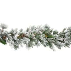 Northlight 9ft. Pre-Lit Flocked Mixed Rosemary Emerald Pine Christmas Garland 20 Northlight 9ft. Pre-Lit Flocked Mixed Rosemary Emerald Pine Christmas Garland -Northlight Shop D676714S 15