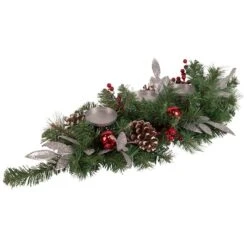 Northlight 32" Frosted Pine Cone & Berries Artificial Christmas Candle Holder Centerpiece -Northlight Shop D676733S 2