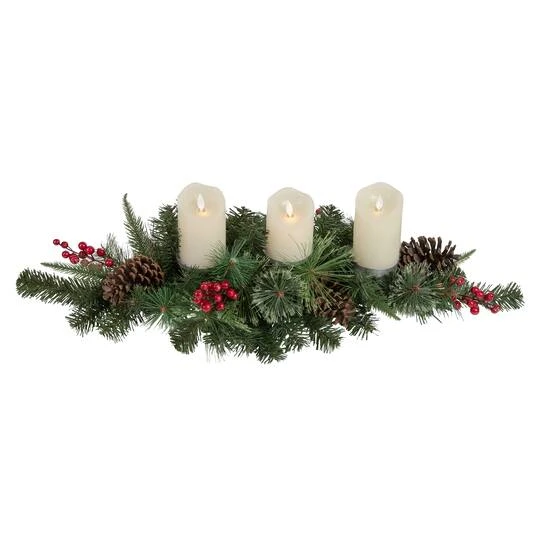 Northlight 32" Decorated Artificial Pine Christmas Candle Holder Centerpiece 4 Northlight 32" Decorated Artificial Pine Christmas Candle Holder Centerpiece - Image 2