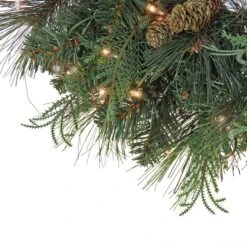 First Traditions™ 24'' Pre-Lit Artificial North Conway Wreath With Glittery Cones And Eucalyptus 10 First Traditions™ 24'' Pre-Lit Artificial North Conway Wreath With Glittery Cones And Eucalyptus -Northlight Shop D677530S 3