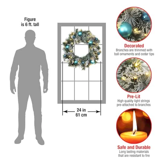 24" Pre-lit LED Tinkham Pine Wreath 9 24" Pre-lit LED Tinkham Pine Wreath - Image 7