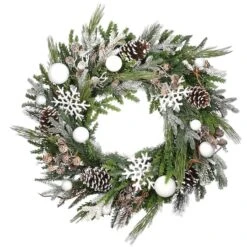Alpine Collection 30" Warm White LED Decorated Wreath -Northlight Shop D677549S 15