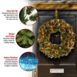 24" Glittery Bristle® LED Pine Wreath -Northlight Shop D677552S 16