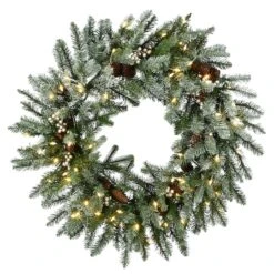 30" LED Snowy Morgan Spruce Wreath