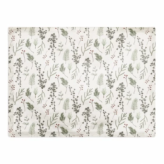 Pine Greenery On White Cotton Twill Placemat 4 Pine Greenery On White Cotton Twill Placemat - Image 2