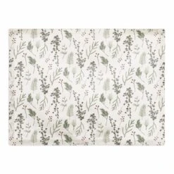 Pine Greenery On White Cotton Twill Placemat