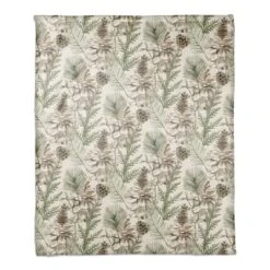 Pinecones & Greenery On White Coral Fleece Blanket 7 Pinecones & Greenery On White Coral Fleece Blanket -Northlight Shop D679539S 11 1