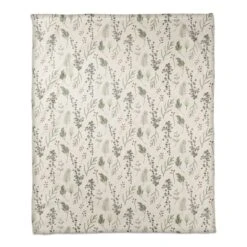 Pine Greenery On White Coral Fleece Blanket 7 Pine Greenery On White Coral Fleece Blanket -Northlight Shop D679543S 11 1