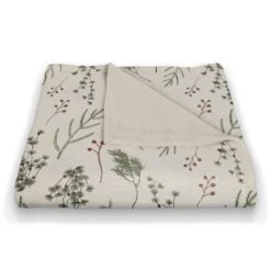 Pine Greenery On White Coral Fleece Blanket 8 Pine Greenery On White Coral Fleece Blanket -Northlight Shop D679543S 12
