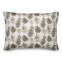 Pinecones On White Rectangle Throw Pillow
