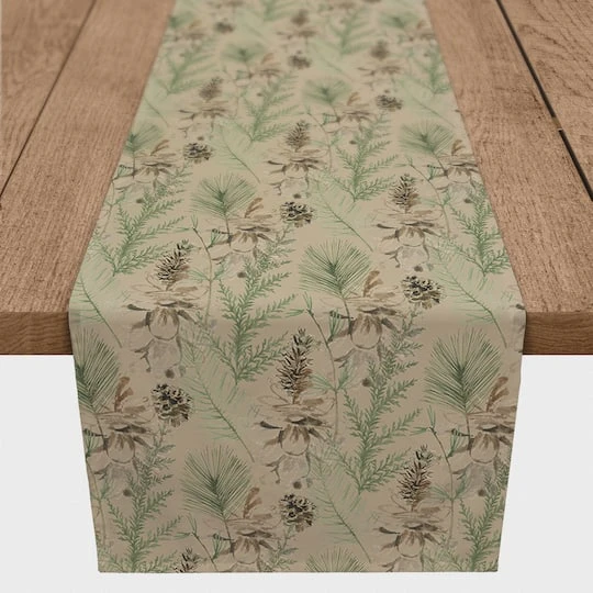 90" Pinecones & Greenery Cotton Twill Runner 4 90" Pinecones & Greenery Cotton Twill Runner - Image 2