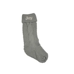 18" Joy Cable Knit Stocking Gray