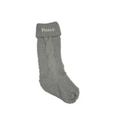 18" Peace Serif Stocking Gray