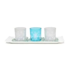 Elegant Designs™ Blue Frost Winter Wonderland Candle Holder Set