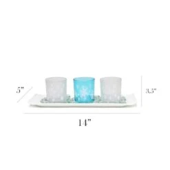 Elegant Designs™ Blue Frost Winter Wonderland Candle Holder Set -Northlight Shop D717482S 3