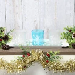 Elegant Designs™ Blue Frost Winter Wonderland Candle Holder Set -Northlight Shop D717482S 4