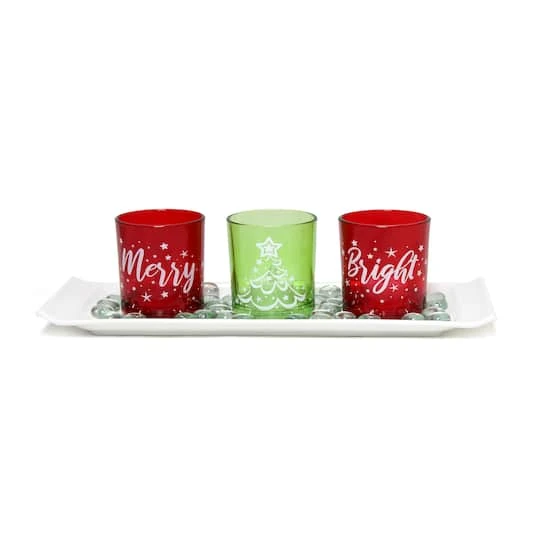 Elegant Designs™ Merry & Bright Christmas Candle Holder Set 4 Elegant Designs™ Merry & Bright Christmas Candle Holder Set - Image 2