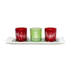 Elegant Designs™ Merry & Bright Christmas Candle Holder Set 15 Elegant Designs™ Merry & Bright Christmas Candle Holder Set -Northlight Shop D717483S 2