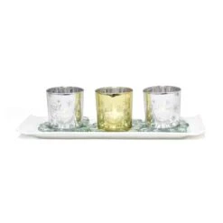 Elegant Designs™ Silver And Gold Winter Wonderland Candle Set -Northlight Shop D717486S 2