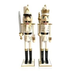 Santa's Workshop 24" White & Gold King & Guard Nutcracker Set