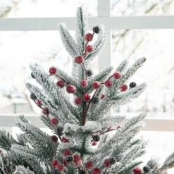 Glitzhome® 21" Christmas Red Sleigh Frosted Floral Centerpiece -Northlight Shop D726229S 3