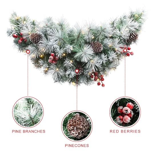 Glitzhome® 3ft, Pre-Lit Pinecones & Berries Artificial Christmas Swag 11 Glitzhome® 3ft, Pre-Lit Pinecones & Berries Artificial Christmas Swag - Image 9