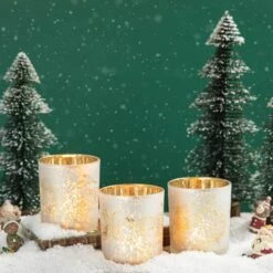 Glitzhome® 4" Joy, Peace, & Hope Candle Holder Set -Northlight Shop D726298S 3
