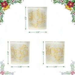 Glitzhome® 4" Joy, Peace, & Hope Candle Holder Set -Northlight Shop D726298S 8