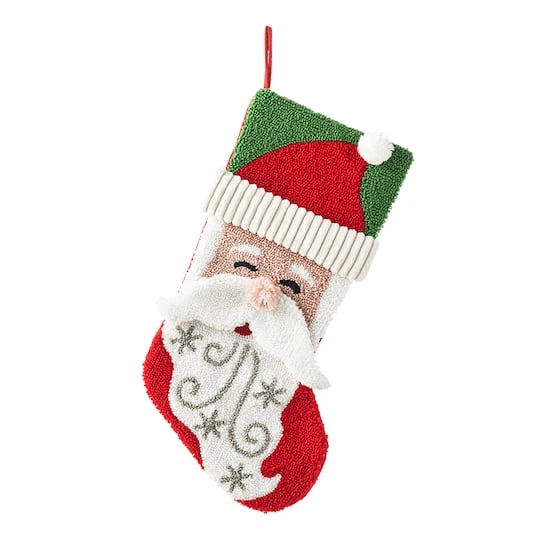 Glitzhome® 20.5" Santa Hooked Stocking 4 Glitzhome® 20.5" Santa Hooked Stocking - Image 2
