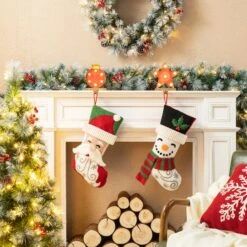 Glitzhome® 20.5" Santa Hooked Stocking 13 Glitzhome® 20.5" Santa Hooked Stocking -Northlight Shop D726310S 4