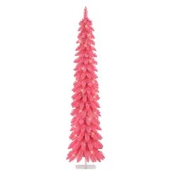 6ft. Pre-Lit Pink Alpine Artificial Pencil Tree, Clear Lights -Northlight Shop D734259S 1 1