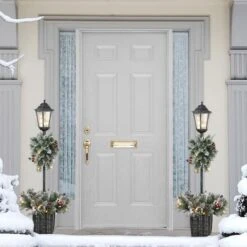 4ft. Pre-Lit Artificial Pine Lamp Post, Warm White LED Lights 12 4ft. Pre-Lit Artificial Pine Lamp Post, Warm White LED Lights -Northlight Shop D734268S 2