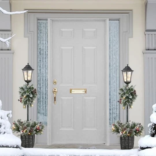 4ft. Pre-Lit Artificial Pine Lamp Post, Warm White LED Lights 5 4ft. Pre-Lit Artificial Pine Lamp Post, Warm White LED Lights - Image 3