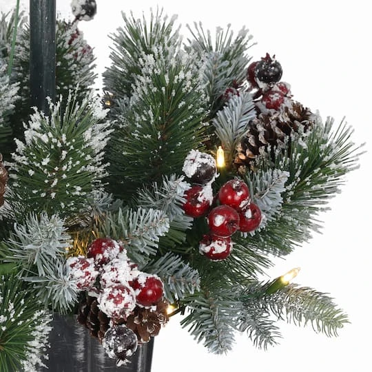 4ft. Pre-Lit Artificial Pine Lamp Post, Warm White LED Lights 7 4ft. Pre-Lit Artificial Pine Lamp Post, Warm White LED Lights - Image 5