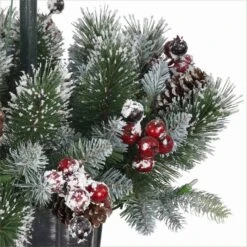 4ft. Pre-Lit Artificial Pine Lamp Post, Warm White LED Lights 15 4ft. Pre-Lit Artificial Pine Lamp Post, Warm White LED Lights -Northlight Shop D734268S 5