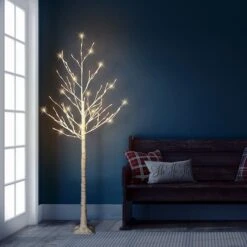 6ft. Pre-Lit White Artificial Twig Tree, Warm White LED Lights -Northlight Shop D734275S 4