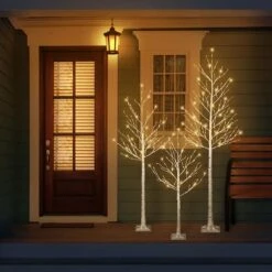 6ft. Pre-Lit White Artificial Twig Tree, Warm White LED Lights -Northlight Shop D734275S 7