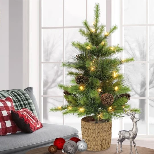 3.5ft. Pre-Lit Potted Artificial Tree, Clear Lights 5 3.5ft. Pre-Lit Potted Artificial Tree, Clear Lights - Image 3