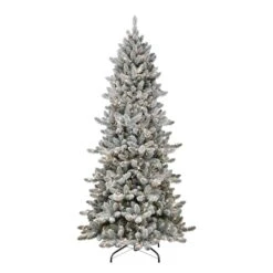6.5ft. Pre-Lit Slim Flocked Royal Majestic Artificial Spruce Tree, Clear LED Lights