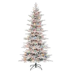 7.5ft. Pre-Lit Slim Flocked Artificial Utah Fir Tree, Multicolor Lights