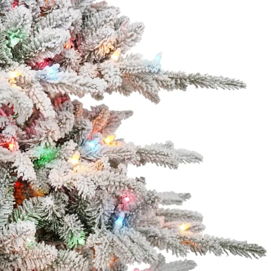 7.5ft. Pre-Lit Slim Flocked Artificial Utah Fir Tree, Multicolor Lights 7 7.5ft. Pre-Lit Slim Flocked Artificial Utah Fir Tree, Multicolor Lights - Image 5
