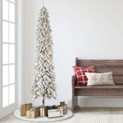 6ft. Pre-Lit Flocked Alpine Artificial Tree, Clear Lights -Northlight Shop D734294S 3