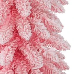 6ft. Pre-Lit Flocked Pink Artificial Alpine Pencil Christmas Tree, Clear Lights 15 6ft. Pre-Lit Flocked Pink Artificial Alpine Pencil Christmas Tree, Clear Lights -Northlight Shop D734301S 5