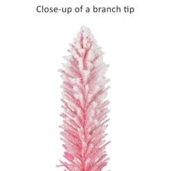 6ft. Pre-Lit Flocked Pink Artificial Alpine Pencil Christmas Tree, Clear Lights 16 6ft. Pre-Lit Flocked Pink Artificial Alpine Pencil Christmas Tree, Clear Lights -Northlight Shop D734301S 6