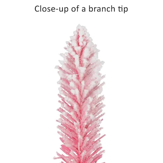 6ft. Pre-Lit Flocked Pink Artificial Alpine Pencil Christmas Tree, Clear Lights 9 6ft. Pre-Lit Flocked Pink Artificial Alpine Pencil Christmas Tree, Clear Lights - Image 7
